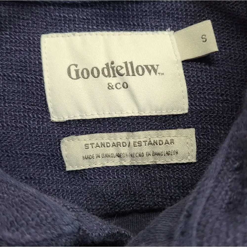 Goodiellow & Co Navy Blue Long Sleeve Button Down Shirt Size Small‎